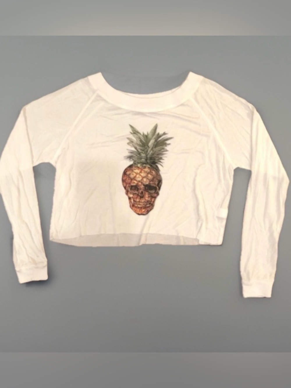 Hippe Beach Bum Vintage Pineapple Skull Cropped top